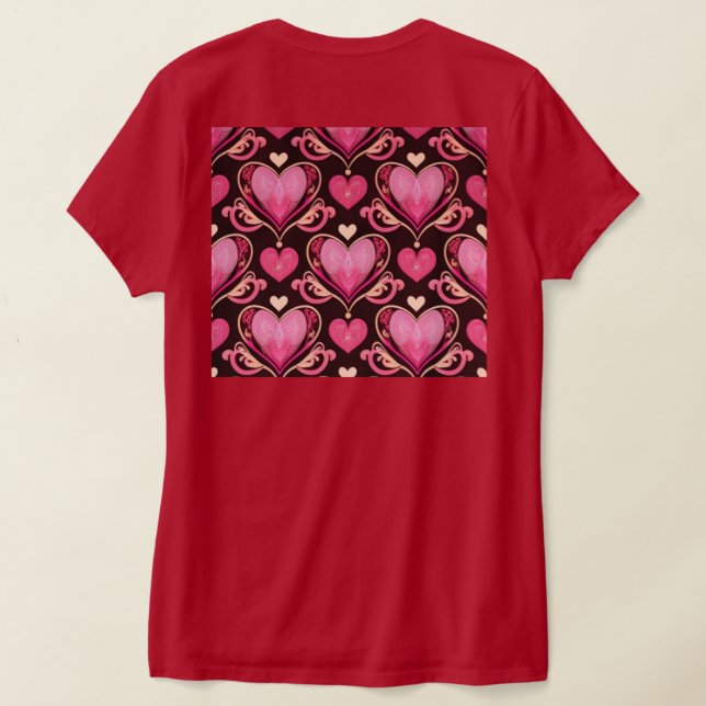 Camiseta AI Art Pink Hearts Red Women's T-Shirt (Distribución Reverso )