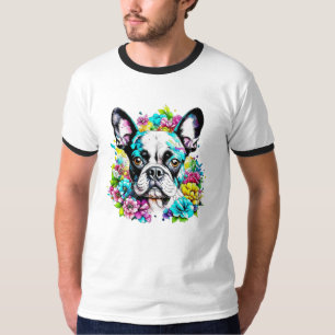 Camiseta Ai Boston Terrier rodeado de Flores