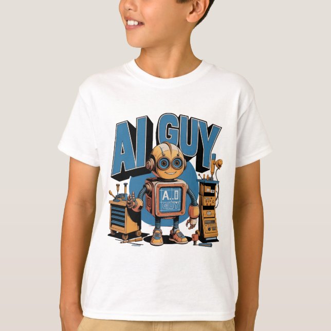 Camiseta AI Guy Robot juguetón Mechanic Sci fi (Anverso)