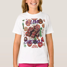 Camiseta AI I Love Navidades Cookies & Fudge Chicas Camiset