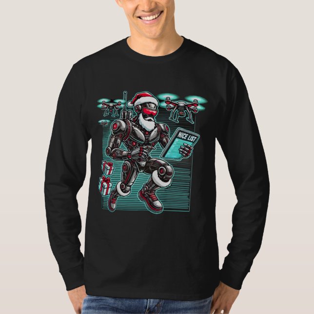 Camiseta AI Powered Santa Robot con drones y Navidades L (Anverso)