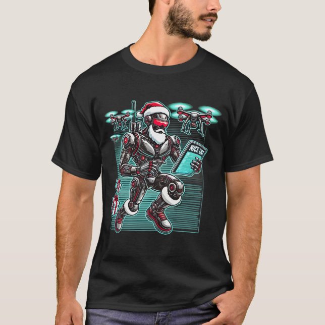 Camiseta AI Powered Santa Robot con drones y Navidades L (Anverso)