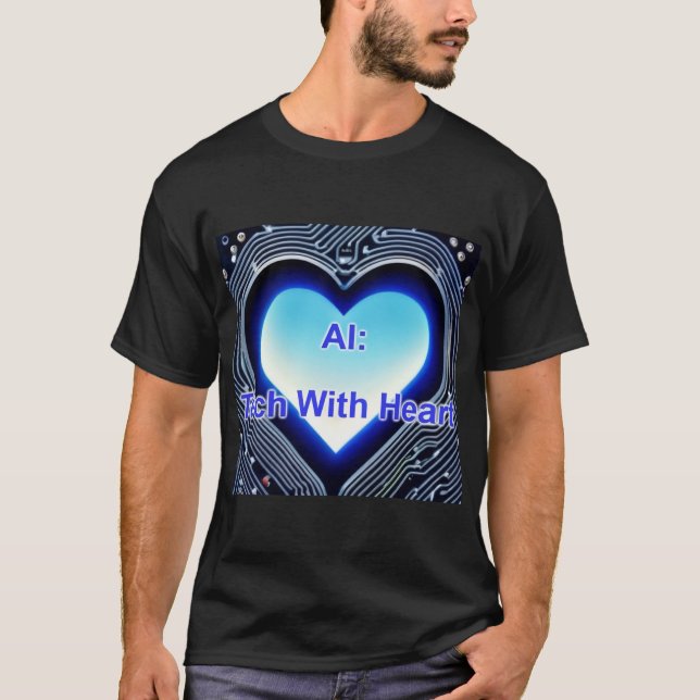 Camiseta AI: Tech con Corazón Hombre Negro (Anverso)