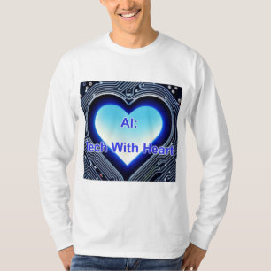 Camiseta AI: Tech con Corazón Hombres Manga Larga Blanca