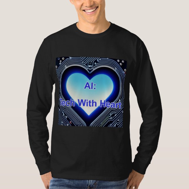 Camiseta AI: Tech with Heart Men's Long Sleeve Black (Anverso)