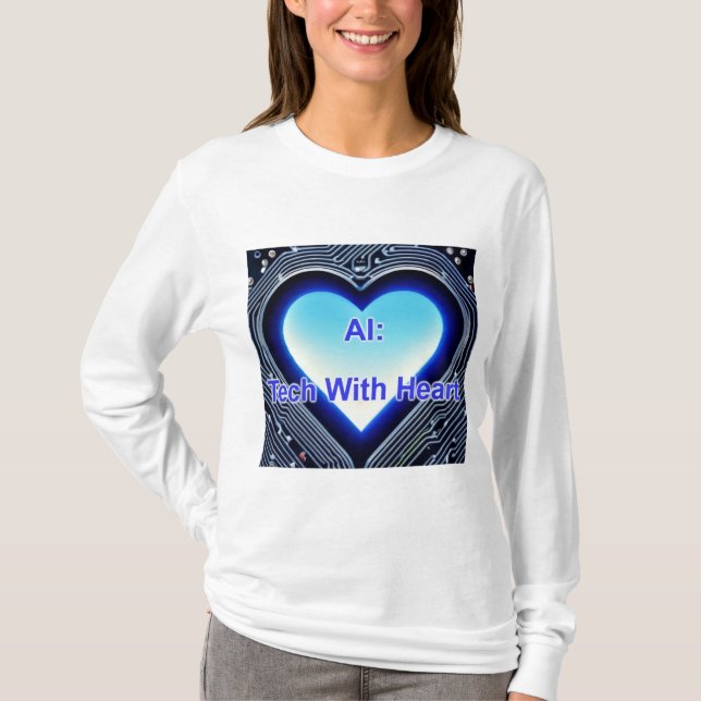 Camiseta AI: Tech with Heart Women's Long Sleeve White (Anverso)
