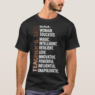 Camiseta Aide de profesora Black Smart sobre mujer afrodesc