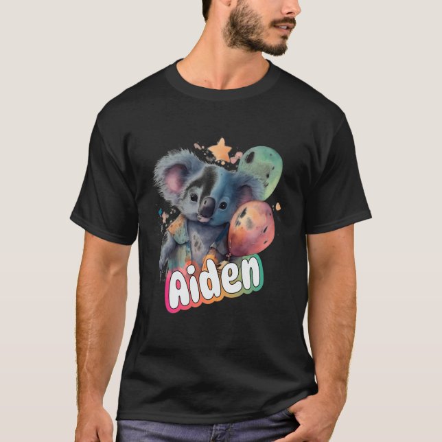 Camiseta Aiden - Nombre Cute Boy Con Koala Cute (Anverso)