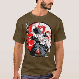 Camiseta Aikido japonés de guerrero samurai caligrafía japo