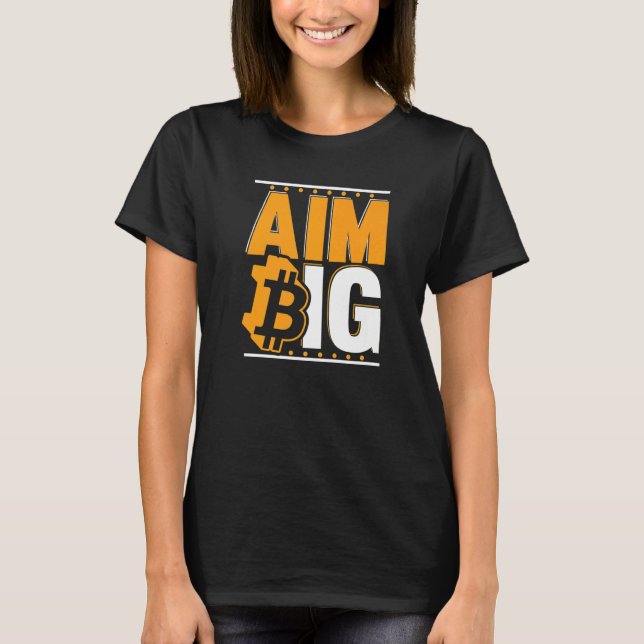Camiseta Aim Big Blockchain Crypto Currency Bitcoin (Anverso)
