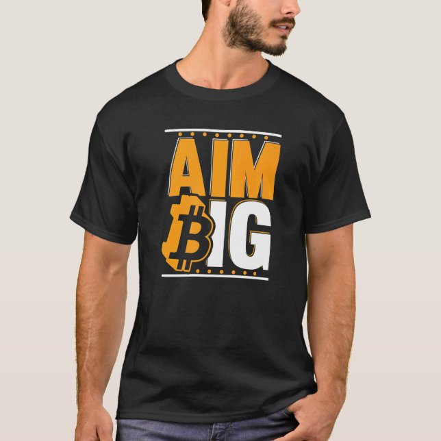 Camiseta Aim Big Blockchain Crypto Currency Bitcoin (Anverso)