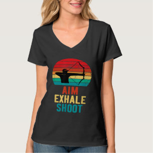 Camiseta Aim Exhale Shoot Bow Hunter Hombres Cazadores Wo