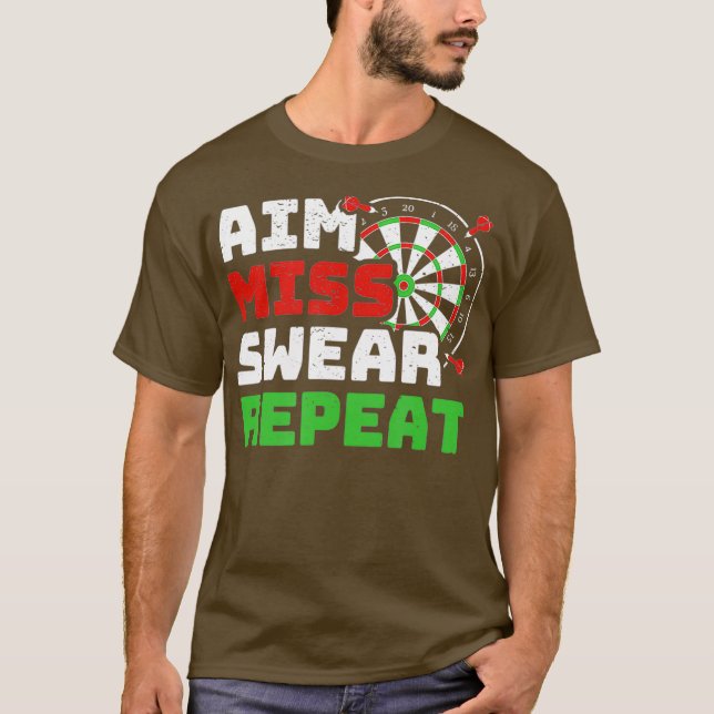 Camiseta Aim Miss Swear Repeat I Funny Darts Player (Anverso)