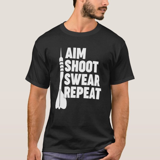 Camiseta AIM SHOOT R REPEAT dardos (Anverso)