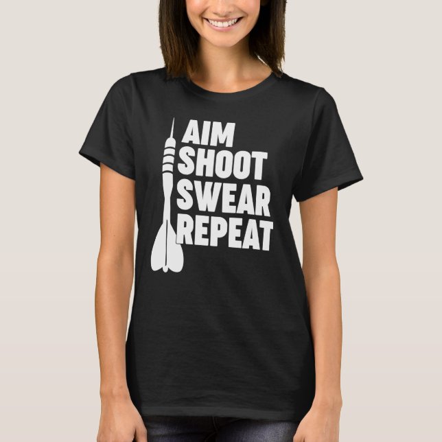 Camiseta AIM SHOOT R REPEAT dardos (Anverso)