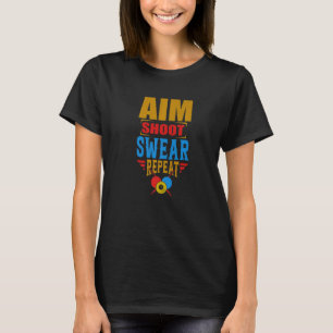 Camiseta Aim Shoot Swear Repeat Pool Billiard Snooker Chalk