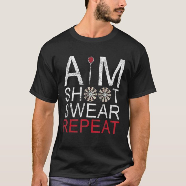 Camiseta Aim Shoot Swear Repetir Dardos Retro Vintage (Anverso)