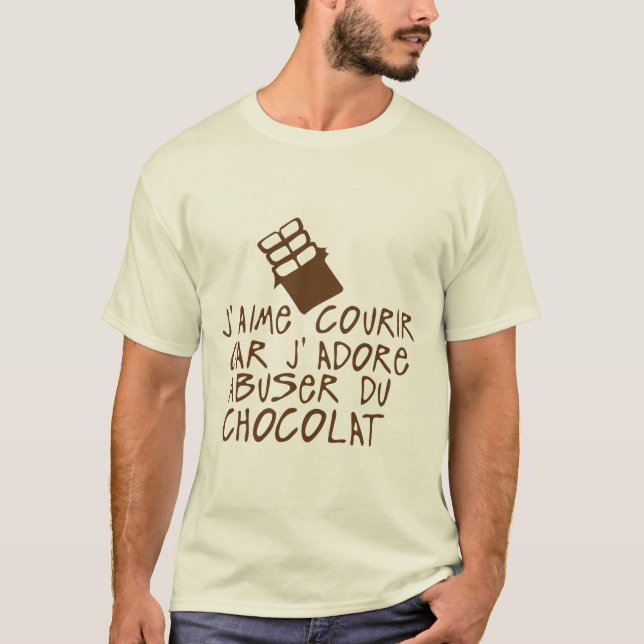 Camiseta aime courir adore abuser chocolat citation (Anverso)
