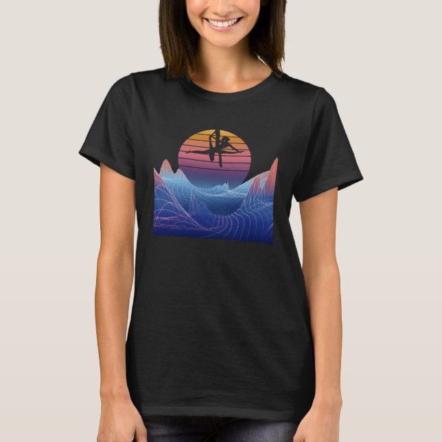 Camiseta Air Acrobatic Vaporwave Sunset Trapeze Aerial Yoga (Anverso)