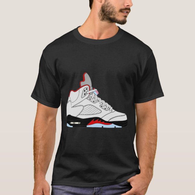 Camiseta Air Jordan V (5) Tonga de plata roja de fuego (Anverso)