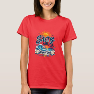 Camiseta Aire Salado Días Soleados Playa Tipografía Verano