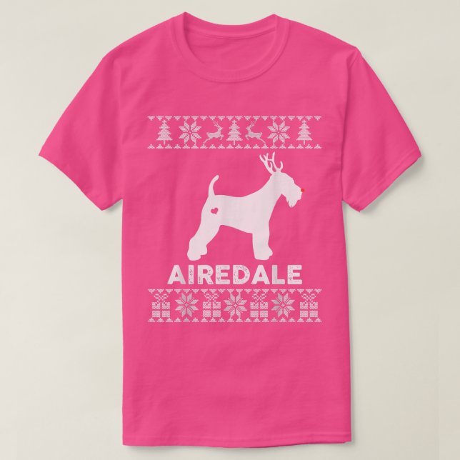 Camiseta Airedale Dog Lover Navidades reno Feo Christine (Diseño del anverso)