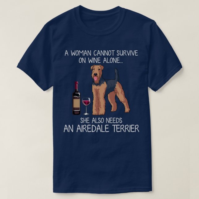 Camiseta Airedale Terrier and wine Funny dog  (Diseño del anverso)