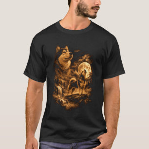 Camiseta Airedale Terrier Aullando Luna Perro Fantasía Bosq
