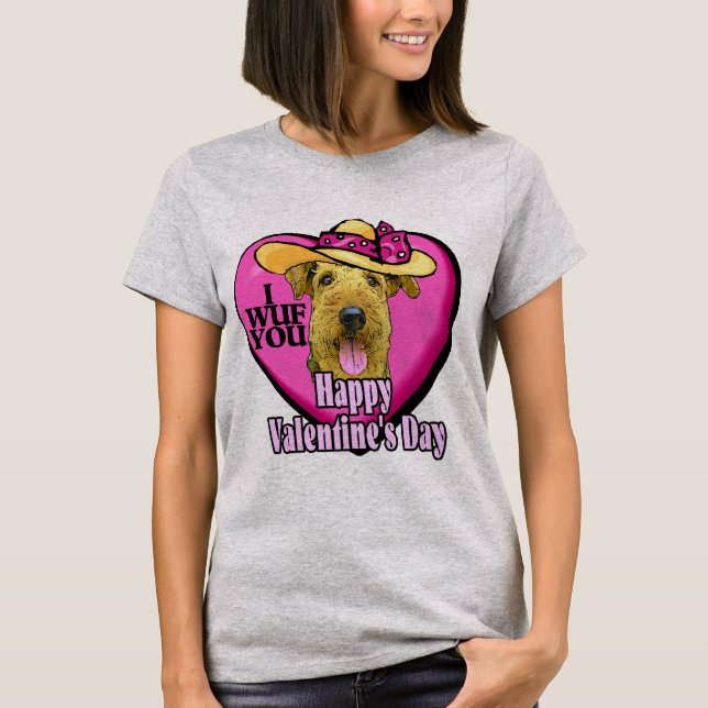Camiseta Airedale Terrier Día de San Valentín (Anverso)