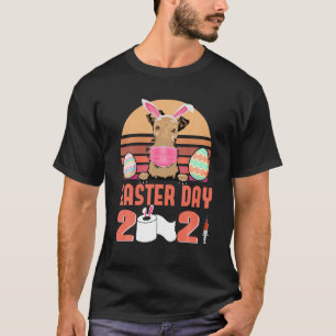 Camiseta Airedale Terrier Dog Face Mask Bunny Egy Easter Da