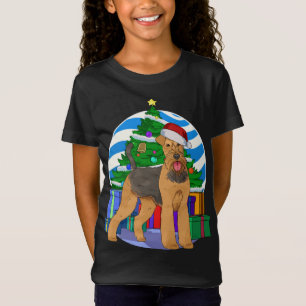 Camiseta Airedale Terrier Dog Santa Christmas Tree Decour