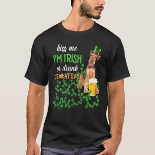 Camiseta Airedale Terrier Me Besa Soy Irlandés, Borracho O 
