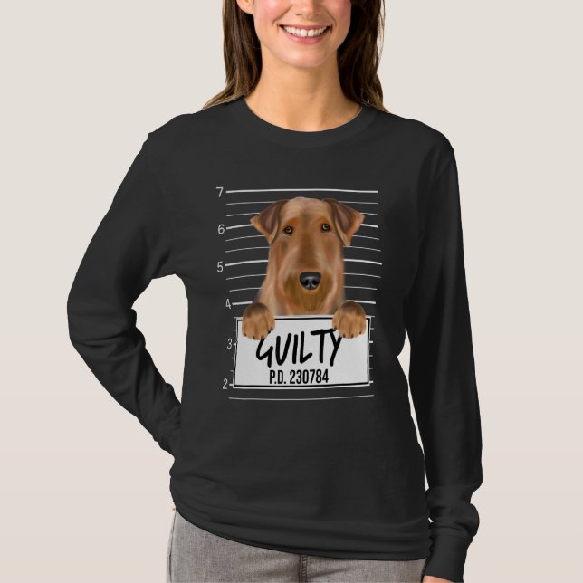 Camiseta Airedale Terrier Mugshot Guilty Dog (Anverso)