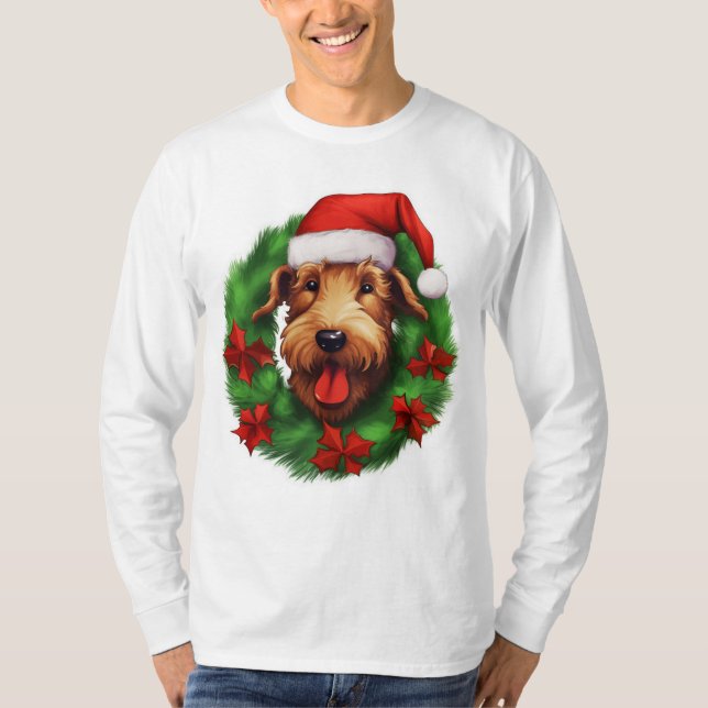 Camiseta Airedale Terrier Navidades Wreath (Anverso)