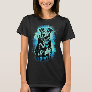 Camiseta Airedale Terrier Paint Blue Design Dog Mom Dad_1