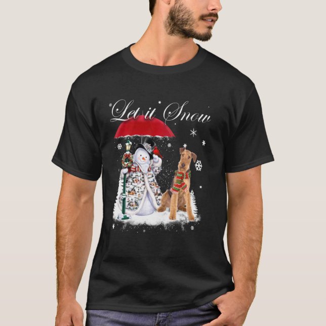 Camiseta Airedale Terrier Santa Dog Navidades Snowman (Anverso)