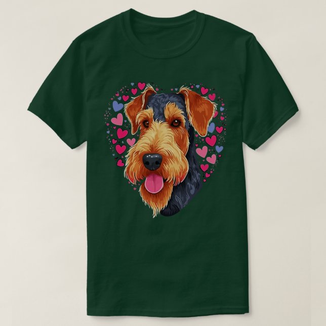 Camiseta Airedale Terrier Valentine Day (Diseño del anverso)