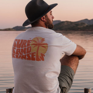 Camiseta Aires de playa de palmera de puesta de sol de surf