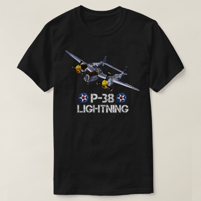 Camiseta Airpla de combate Lightning P-38 para la Segunda G (Diseño del anverso)