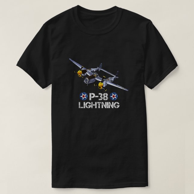 Camiseta Airpla de combate Lightning P-38 para la Segunda G (Diseño del anverso)