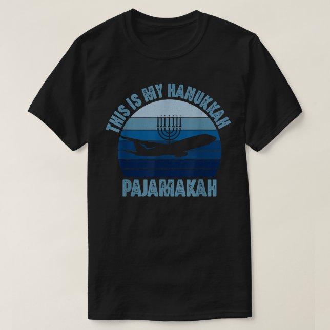 Camiseta Airplane Pilot Hanukkah Pajamakah Funny Menorah Ch (Diseño del anverso)