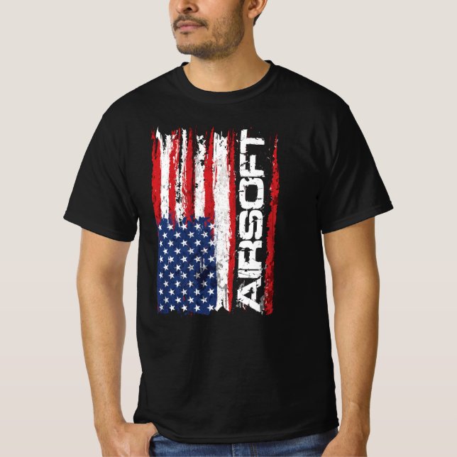 Camiseta Airsoft Grunge USA Flag  (Anverso)