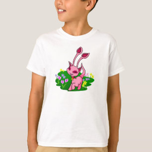 Camiseta Aisha rosado Prancing a través de las flores