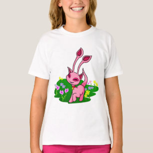 Camiseta Aisha rosado Prancing a través de las flores