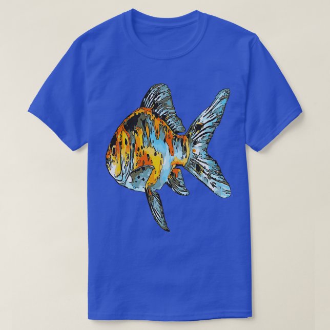 Camiseta Aislamiento del pez dorado azul y Naranja Shubunki (Diseño del anverso)