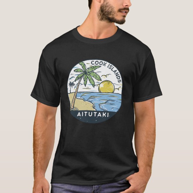 Camiseta Aitutaki Cook Islands Illustrated Ocean Vintage (Anverso)
