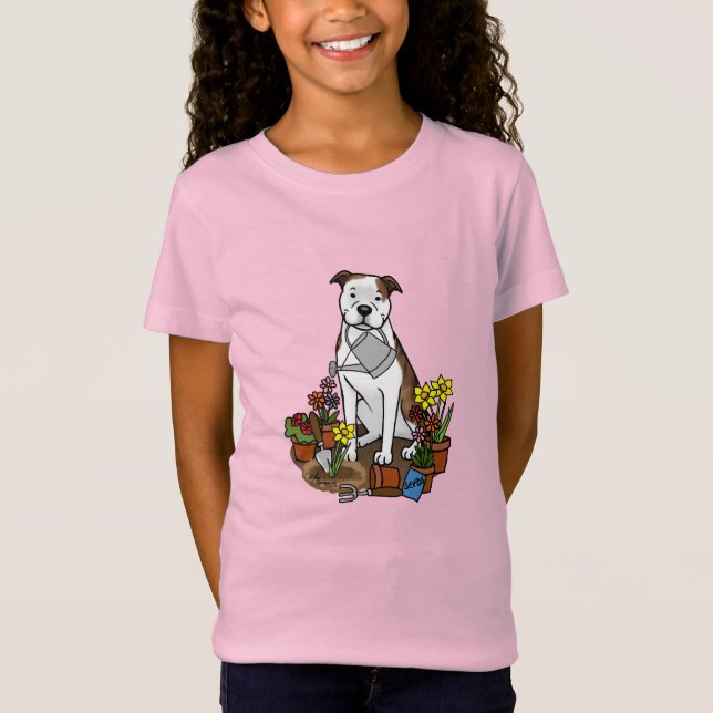Camiseta Ajardinador de flores Pit Bull (lt romano blanco 3 (Anverso)