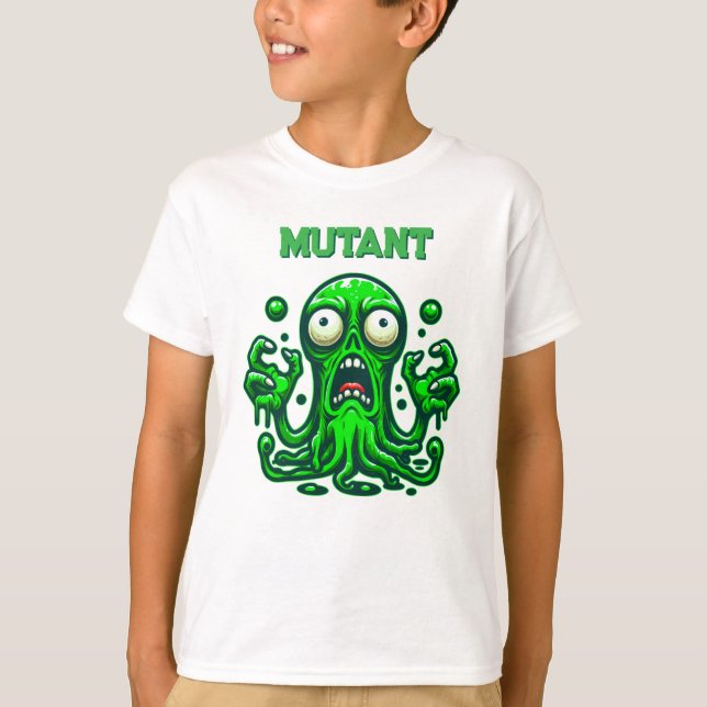 Camiseta Ajedaño espantoso Zombie - Monstruo verde neón (Anverso)