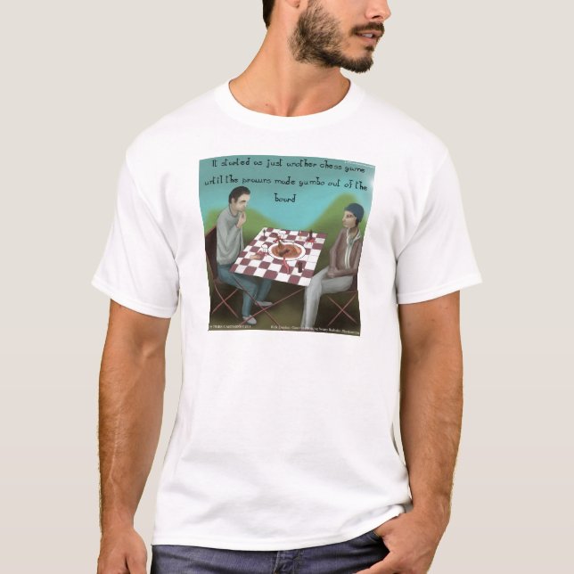 Camiseta Ajedrez Cajún Dibujo Animado Divertido (Anverso)