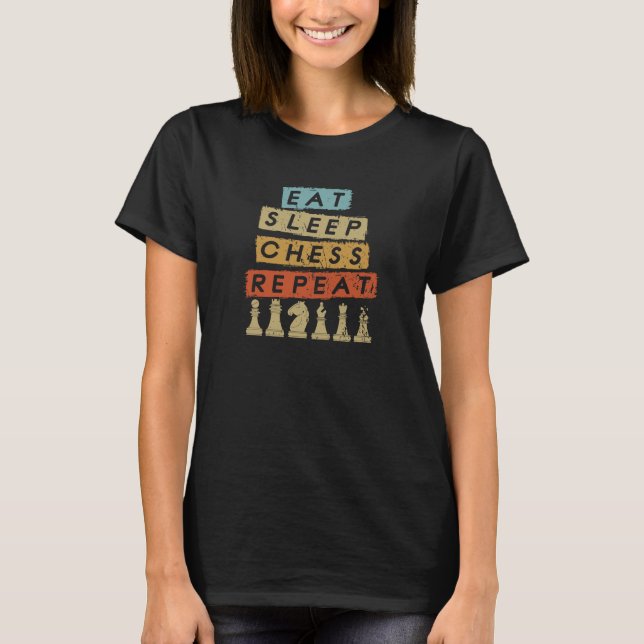 Camiseta Ajedrez - Comer Sleep Chess Repetir (Anverso)